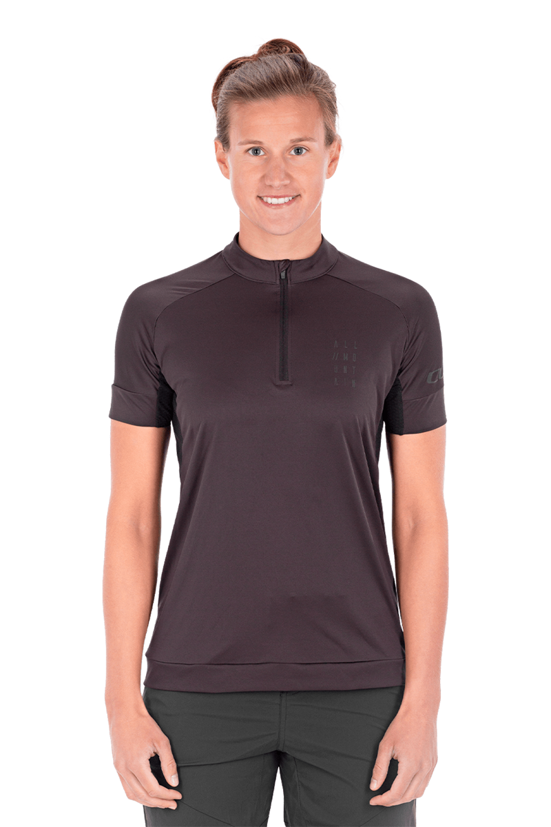 Cube Am Ws Womens Half Zip Short Sleeve Cycling Jersey in Black