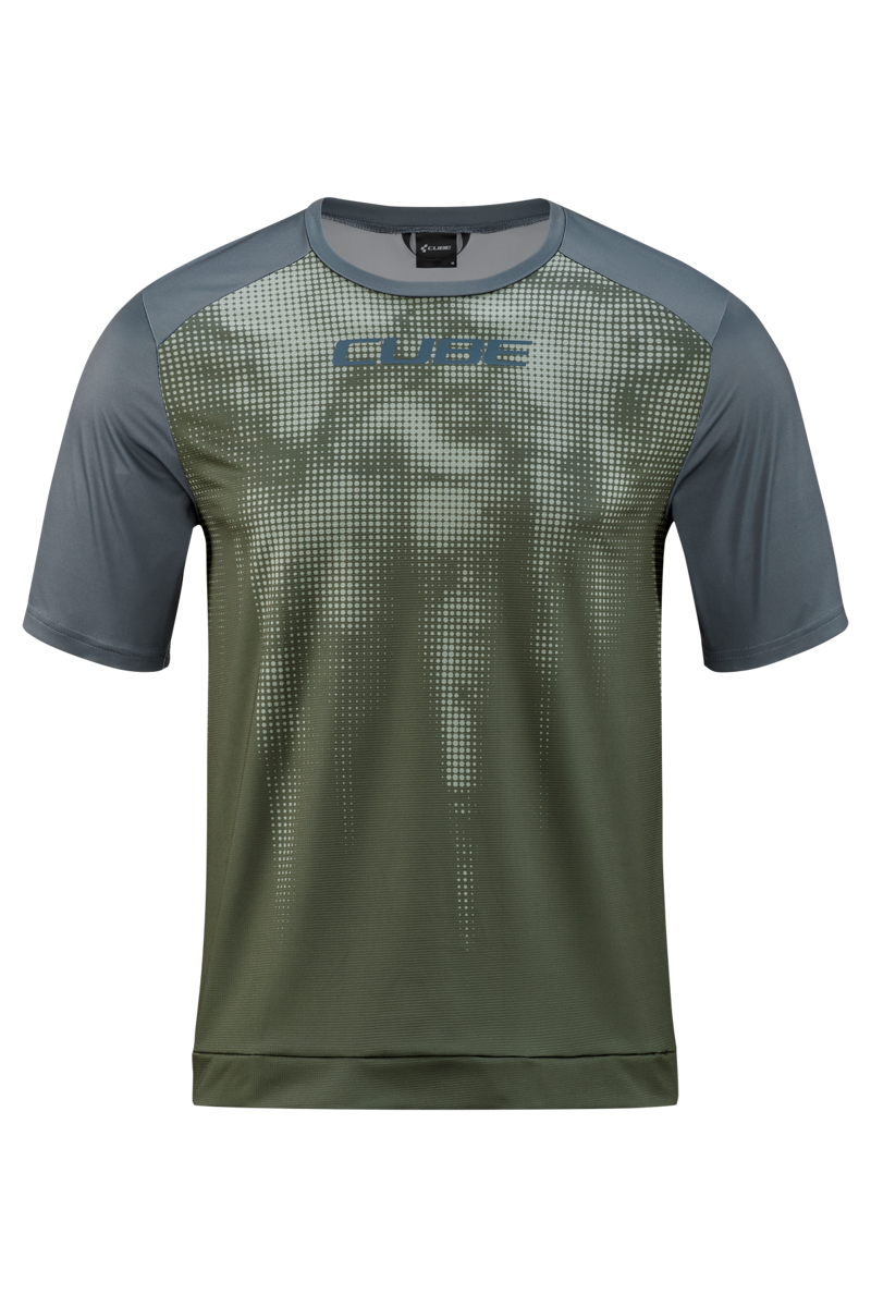 Cube Atx Round Neck Jersey Tm S/S OLIVE/GREY Large