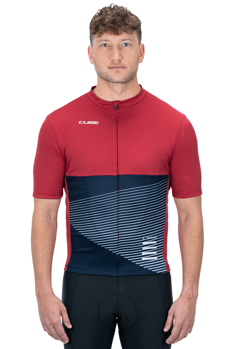 Cube ATX Full Zip Short Sleeved Mens Jersey in Red
