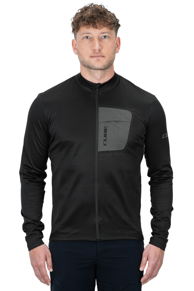 Cube ATX Full Zip Long Sleeved Mens Jersey in Black