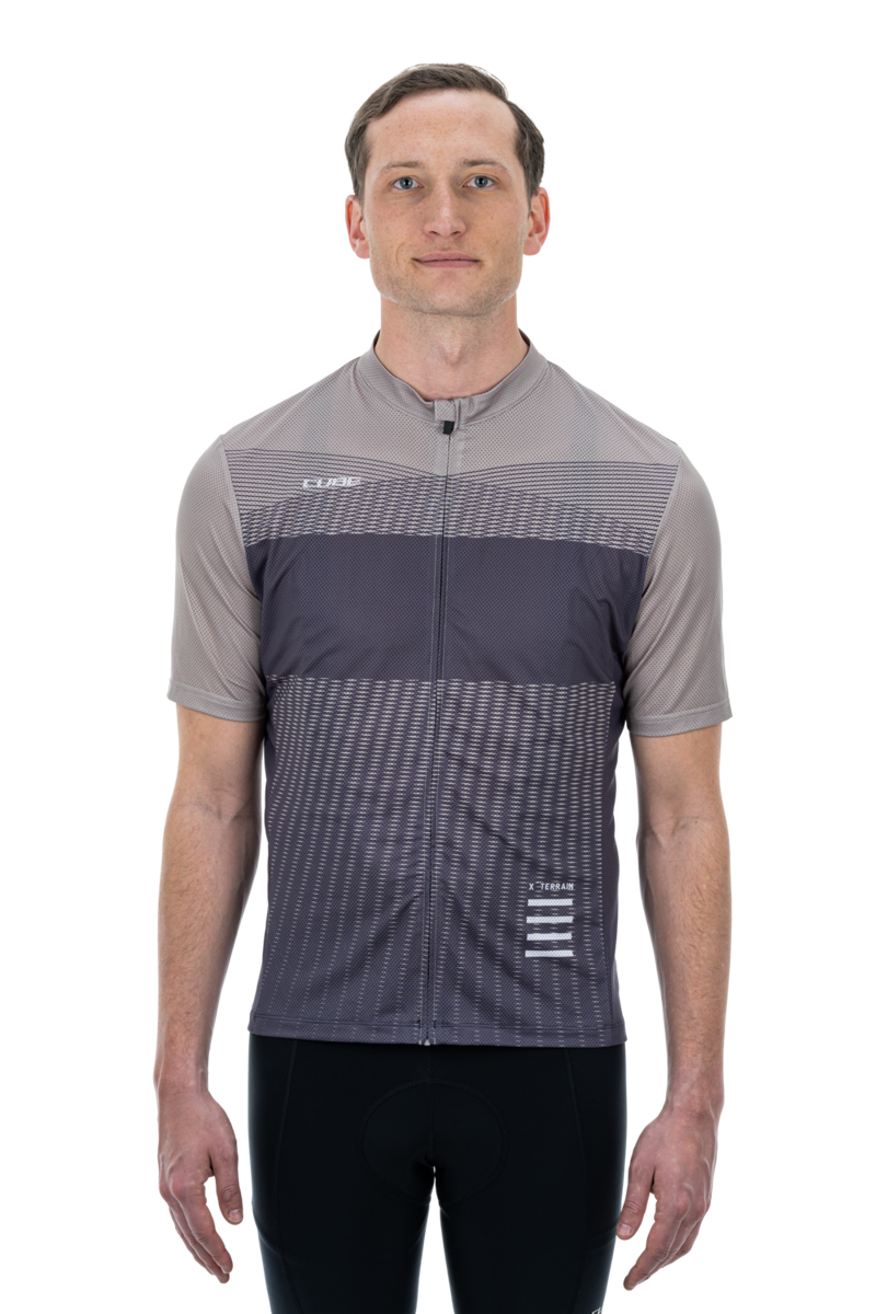 Cube ATX Short Sleeve Full Zip Jersey in Beige/Grey