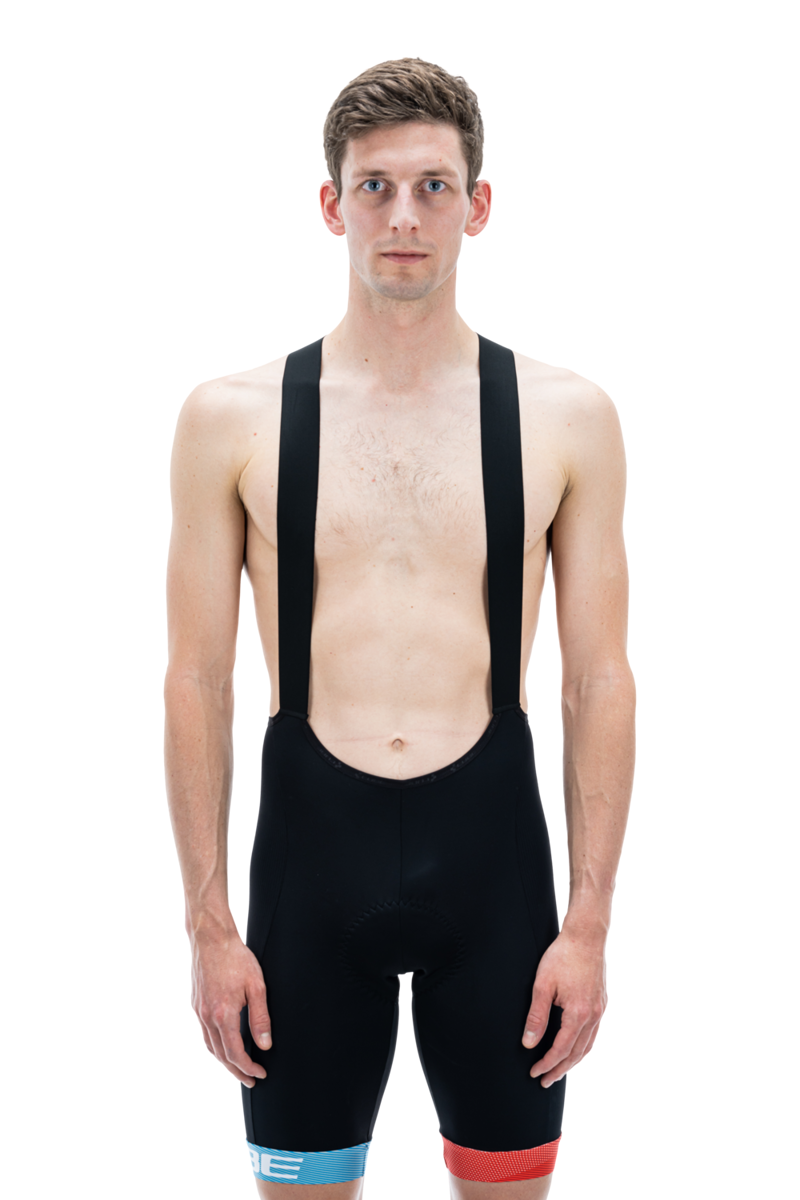 Cube Teamline Bib Shorts in Black/Blue/Red
