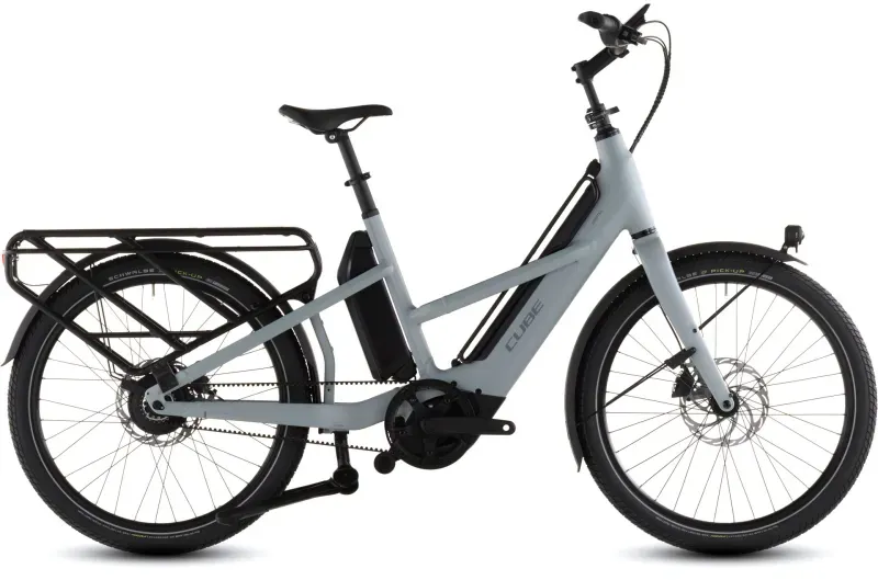 Cube Longtail Hybrid Comfort 800 eCargo Bike in Mineral Grey/Reflex
