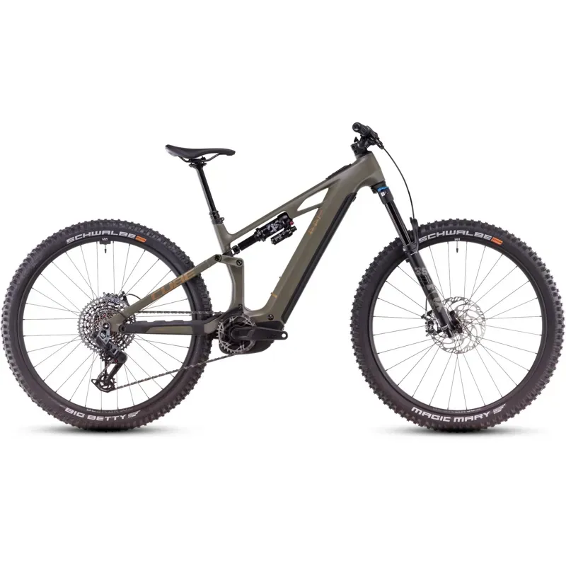 Cube Stereo Hybrid One44 HPC TM eMountain Bike in Dusty Olive/Gold