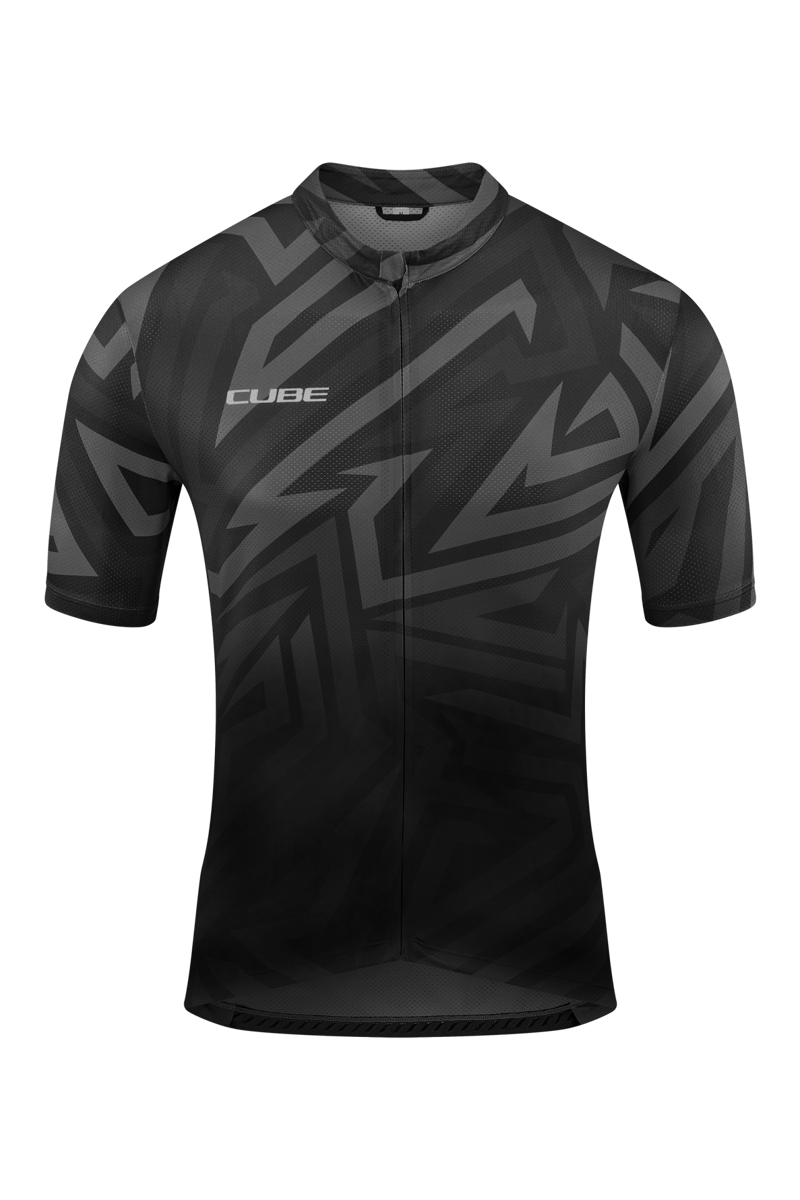 Cube ATX Short Sleeve Full Zip CMPT Jersey in Black/Grey