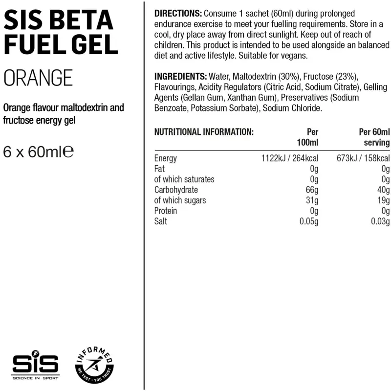 NUTRI SIS BETA Gel 6pk Orange 60 ml box of 6-1