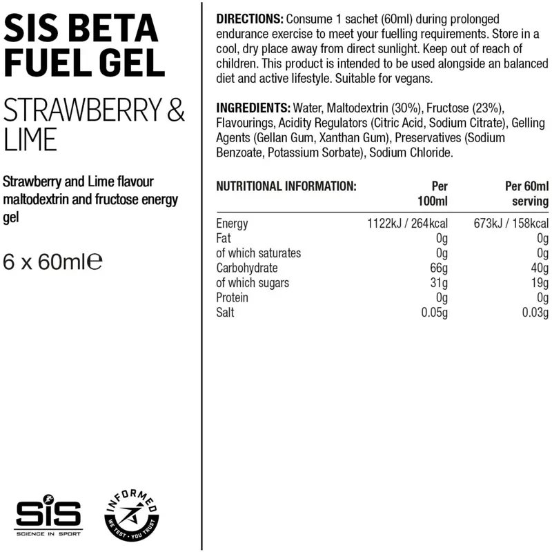 NUTRI SIS BETA Gel 6pk Strawb Lime Strawberry and Lime 60 ml box of 6-1