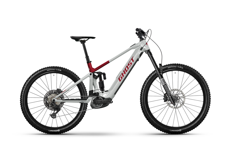 Ghost E-RIOT CF Advanced E-MTB in Rebel Red/Misty Gray - Glossy