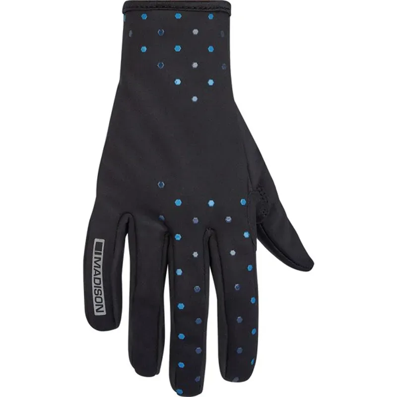 MADISON ELEMENT WOMENS SOFTSHELL GLOVES - HEX BLACK/BLUE - XS