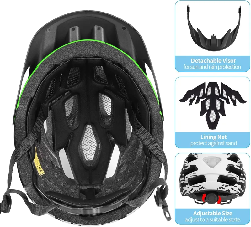 tadpole Bike Helmet with Light 21 Vents Cycle helmets adult 57-61cm - Green-6