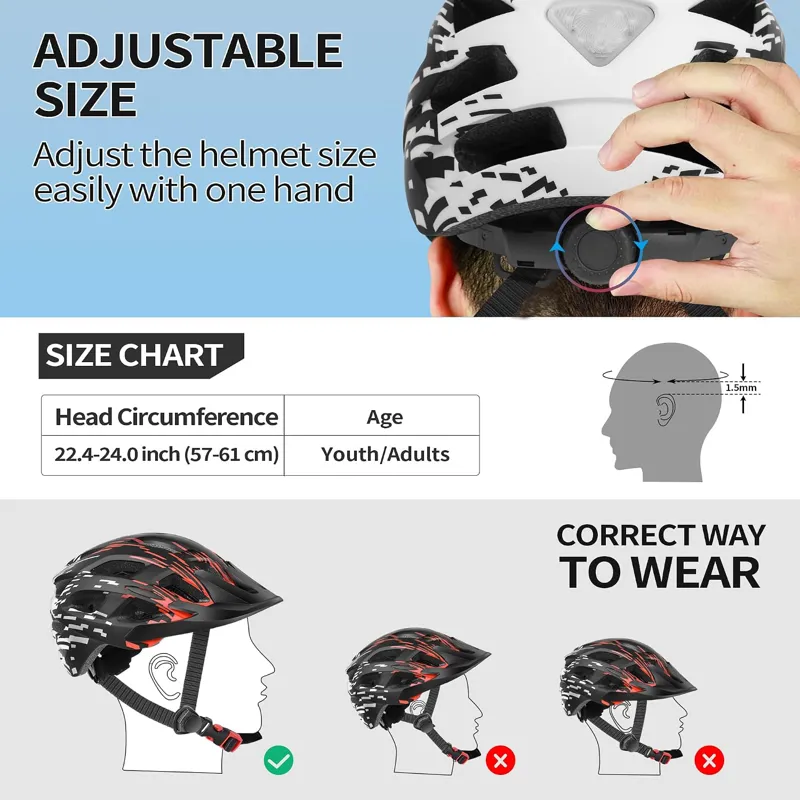 tadpole Bike Helmet with Light 21 Vents Cycle helmets adult 57-61cm - Red-5