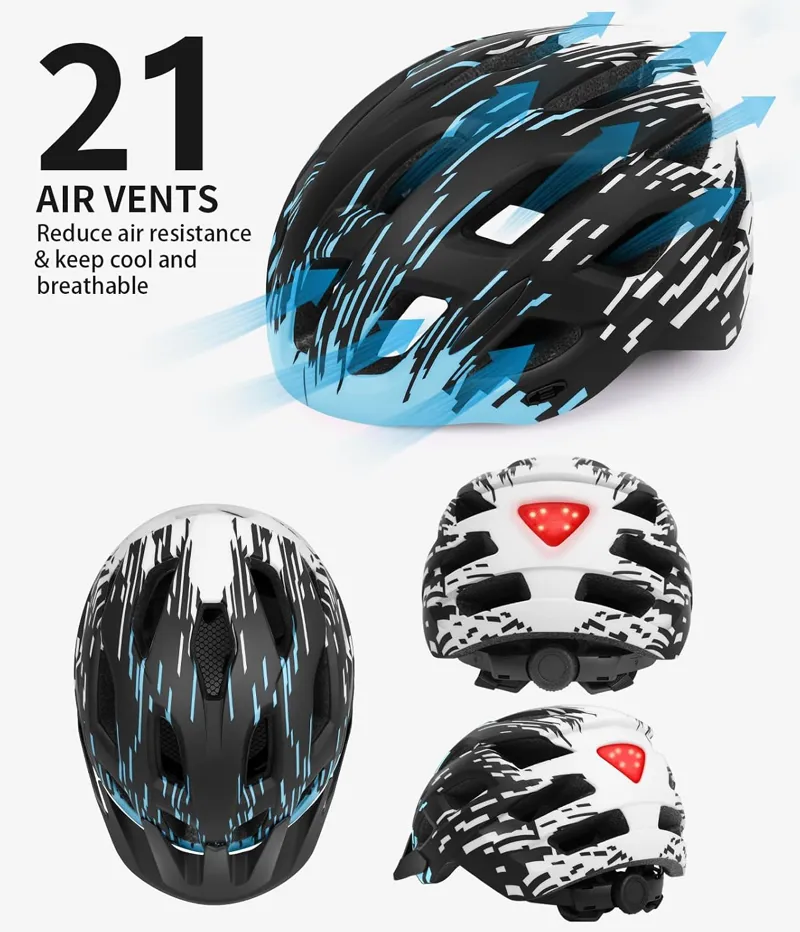 tadpole Bike Helmet with Light 21 Vents Cycle helmets adult 57-61cm - Blue-1