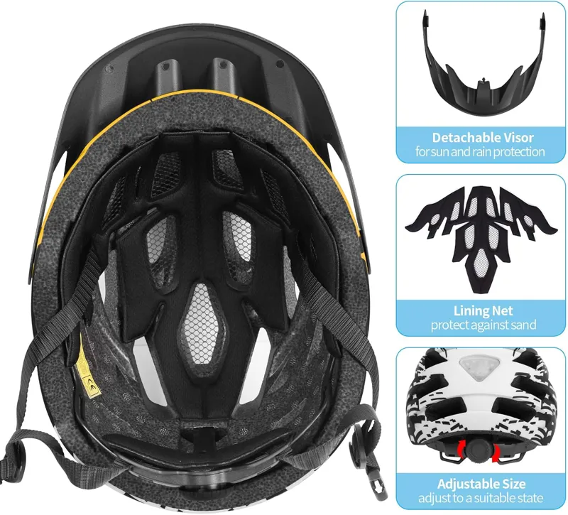 tadpole Bike Helmet with Light 21 Vents Cycle helmets adult 57-61cm - Yellow-6