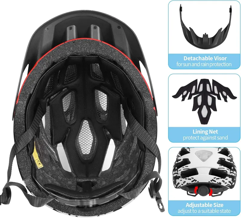 tadpole Bike Helmet with Light 21 Vents Cycle helmets adult 57-61cm - Red-6