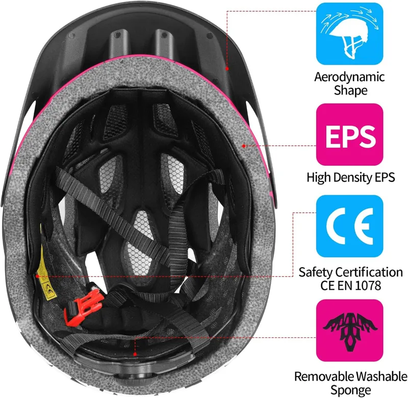tadpole Bike Helmet with Light 21 Vents Cycle helmets adult 57-61cm - Pink-4