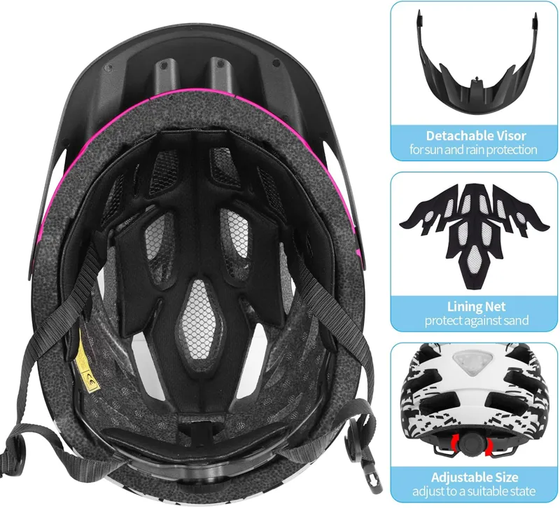 tadpole Bike Helmet with Light 21 Vents Cycle helmets adult 57-61cm - Pink-6