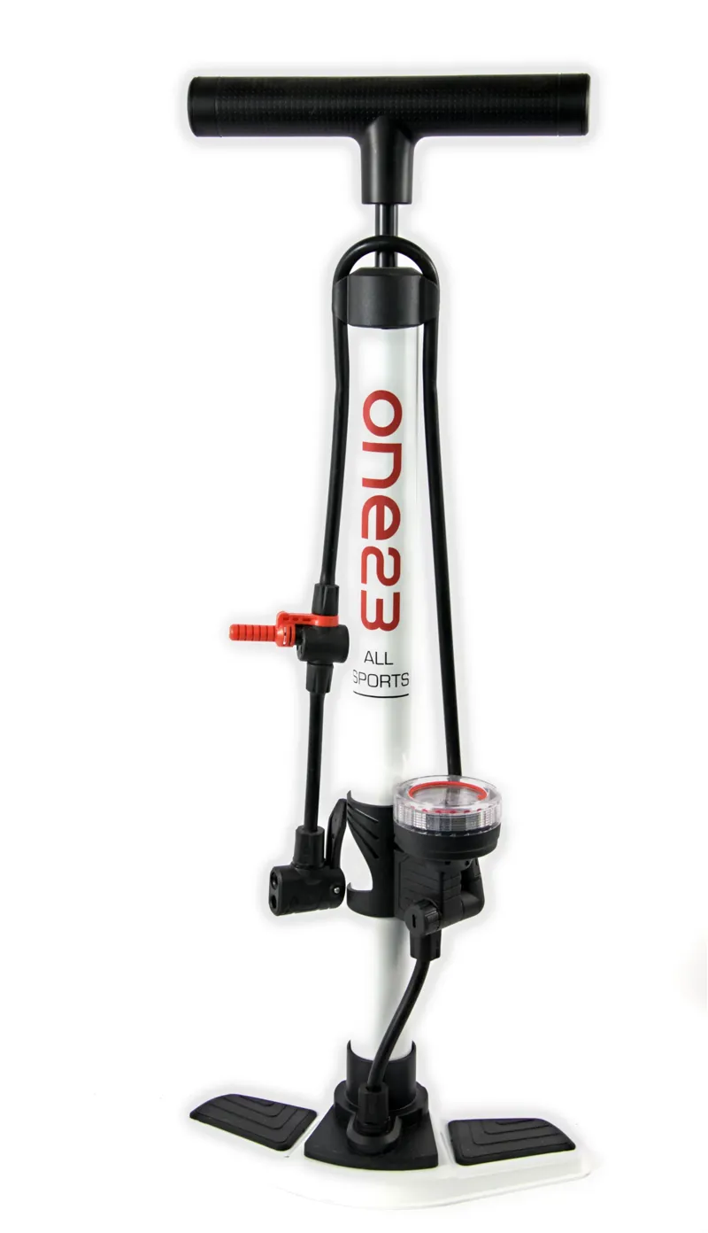 ONE23 FLOOR PUMP WHITE/BLACK DUAL VALVE