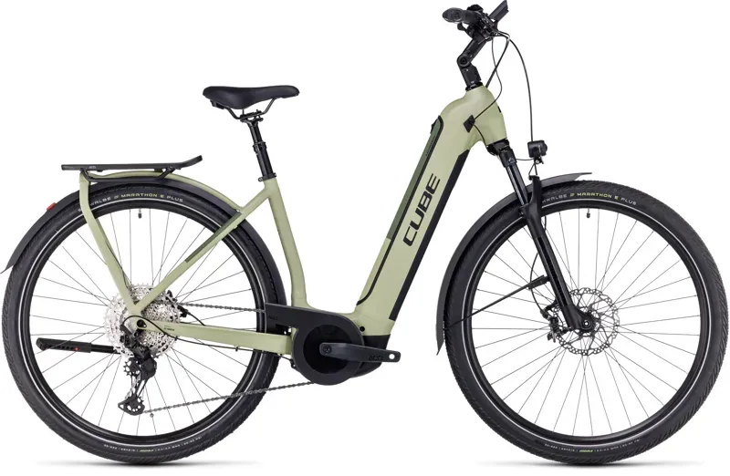 Cube Kathmandu Hybrid SLX 750 Electric Bike in Green/Olive-1