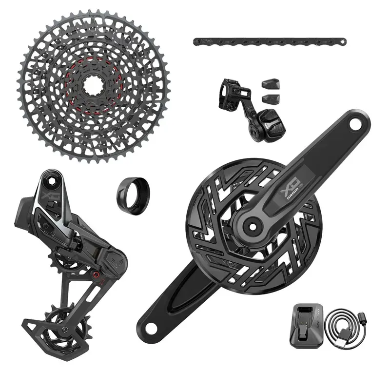 SRAM - X0 T-Type Eagle E-Mtb 104Bcd Transmission Axs Groupset Rd W/Battery/Charger/Cord Ec Pod Ult Cr 104Bcd T-Type 34TClip-On Guard Cn 126L Cs Xs-1295 10-52T Cranks Not Included 2023 36t