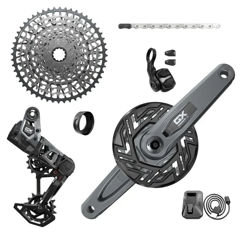 SRAM GX T-Type Eagle E-MTB Brose Transmission AXS Groupset RD W/Battery/Charger/Cord EC Pod FC GX Brose ISIS 160 W/Cap CR T-Type 36T Clip-On Guard CN 126L CS XS-1275 10-52T 160mm