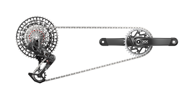 SRAM XXSL T-Type Eagle Transmission AXS Groupset RD W/Battery/Charger/Cord EC Pod Ult FC XXSL Q174 55mm Chainline Dub W/DM 34T CR CN 126L CS XS-1299 10-52T 1-1