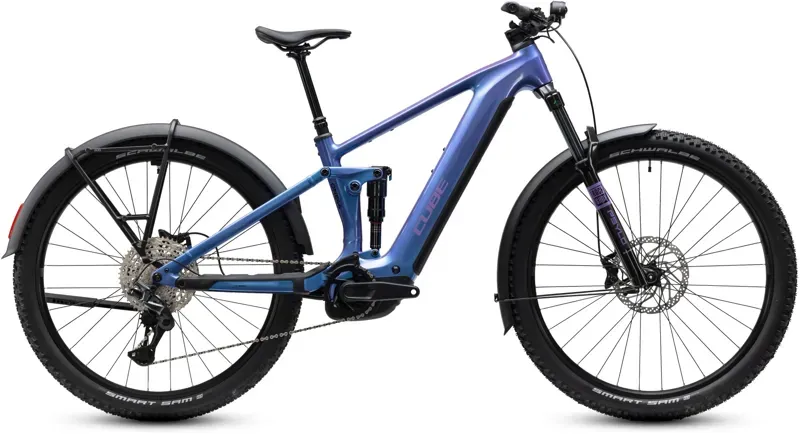 Cube Stereo Hybrid ONE44 Pro 800 FE eMountain Bike in Blueiris/Purple