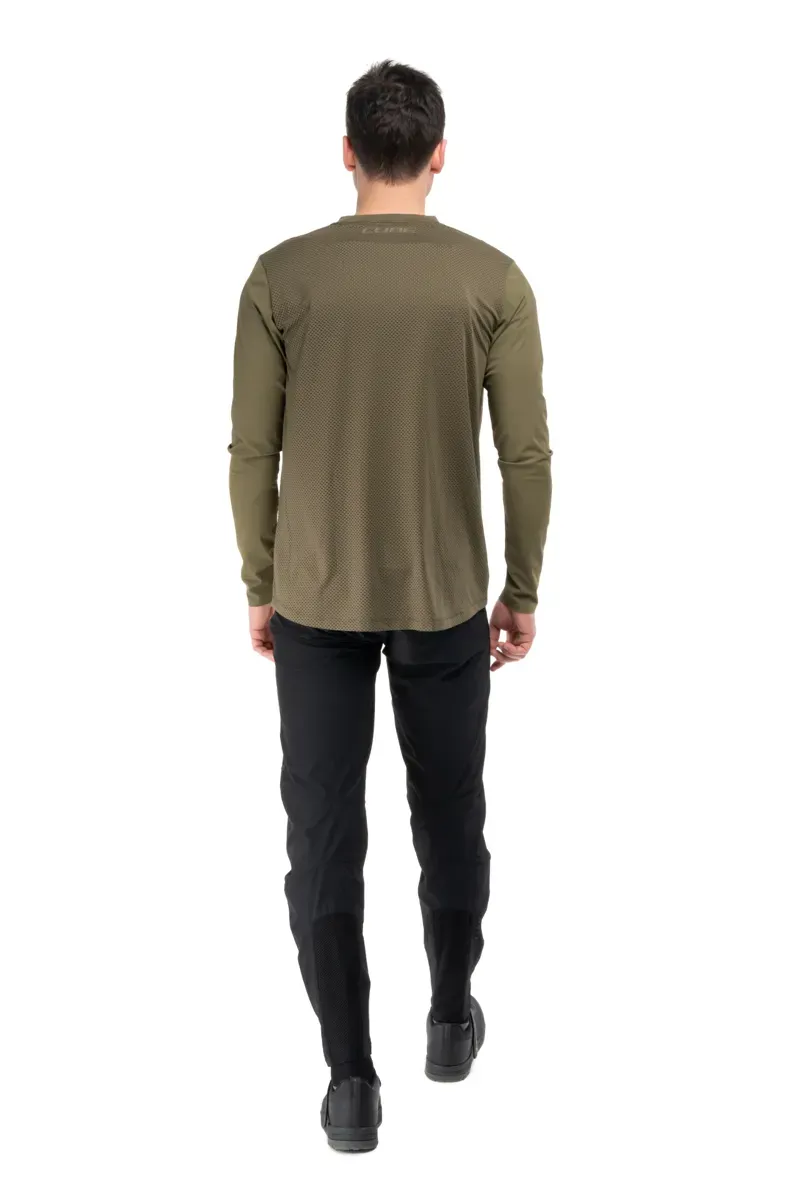 Cube MTB Round Neck Jersey Pro TM L/S in Olive-1